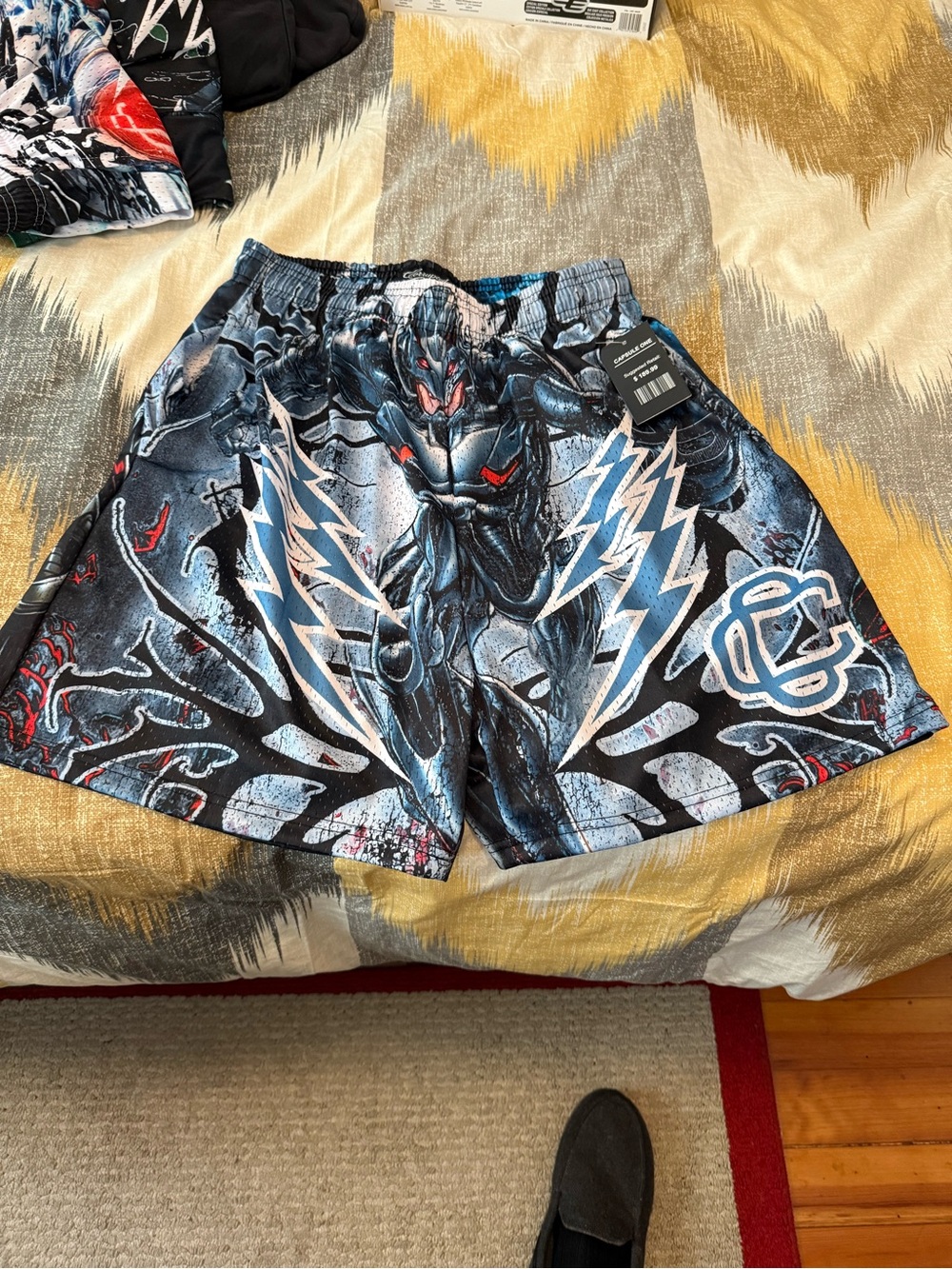 Corrupted Creative DC (Marvel) Athletic Graphic Training Shorts in Black & Blue